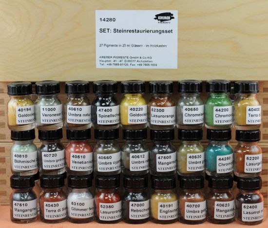 Assortiment steenrestauratie pigment