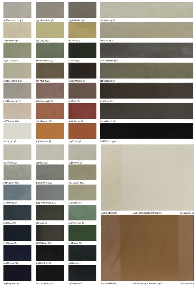 Stuc Deco & Granito kleuren 2023