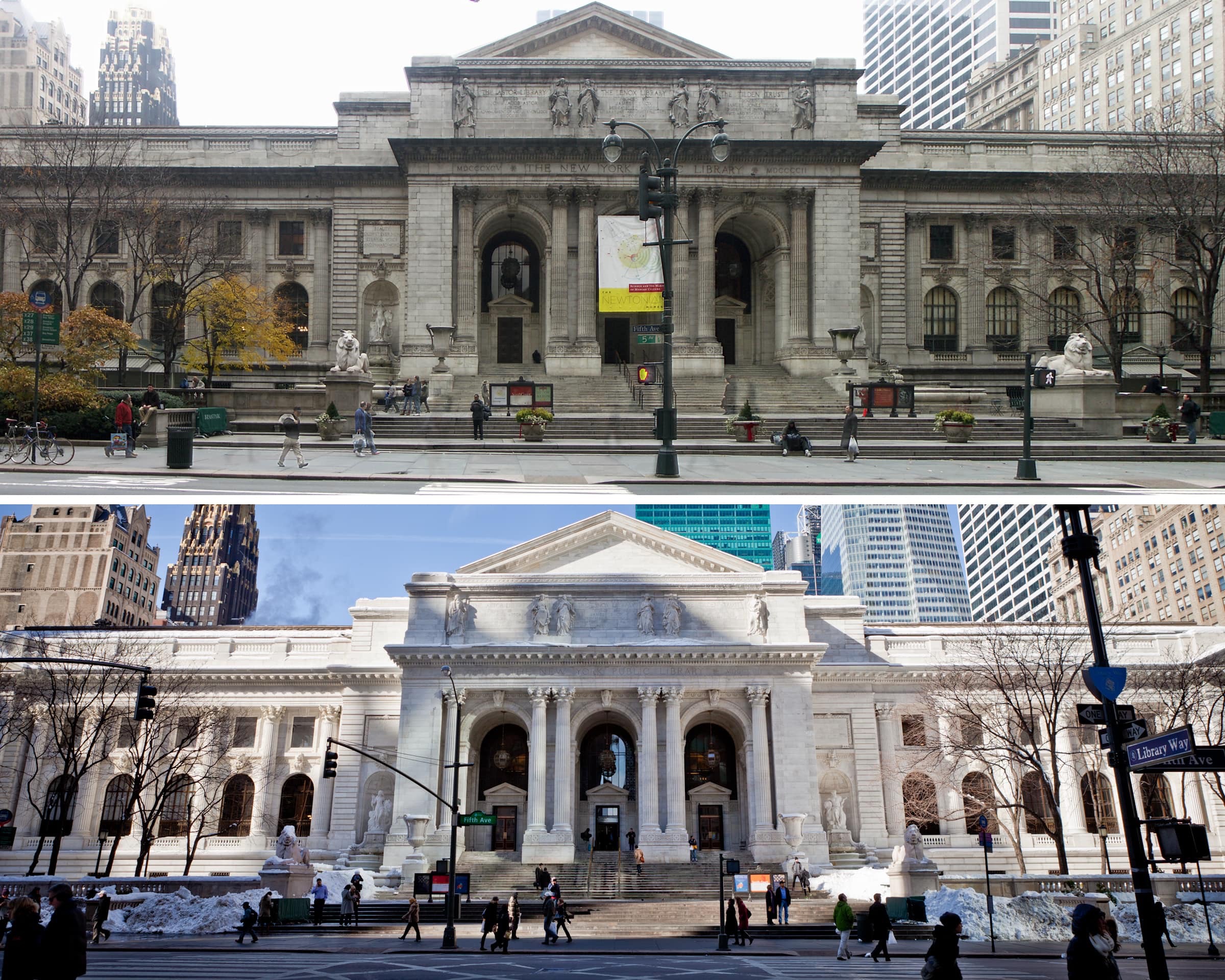 Restauratie Openbare bibliotheek New York met Vulpex Vloeibare zeep met schrobborstels, heet water en stoom.