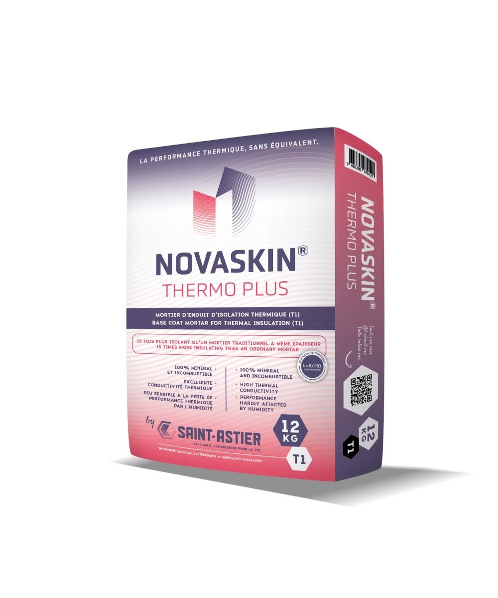 NOVASKIN Thermo Plus 12 kg zak – minerale thermische correctielaag voor binnen en buiten